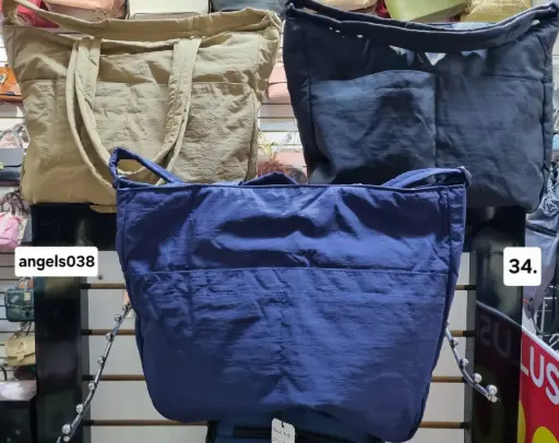 [angels-038] Bolso tela arrugada bolsillos externos